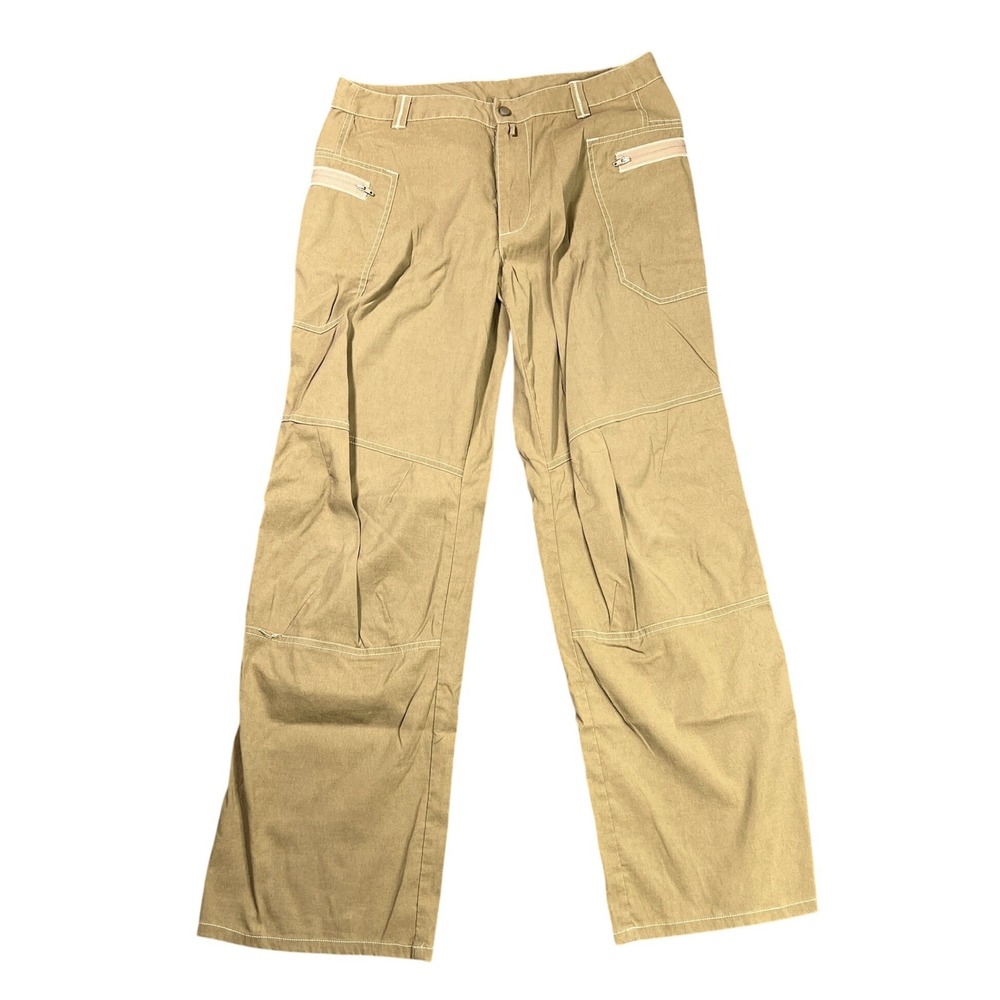 Athleta Cargo Hiking Pants Wide Leg Women's 8 Tan Brown Contrast Stitching READ